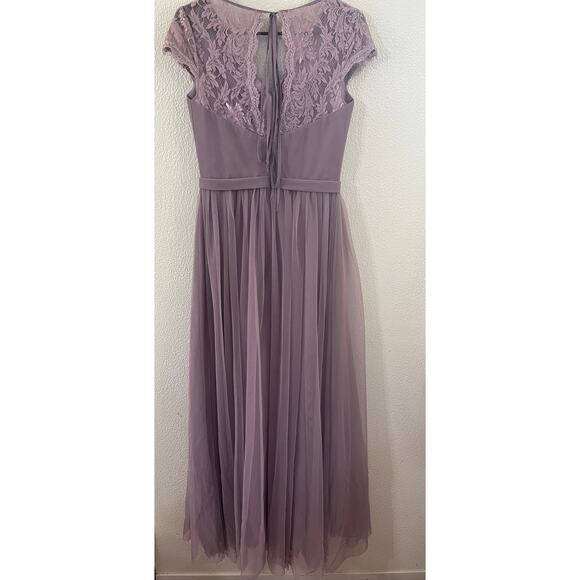 Lavender Bridesmaid/Prom Lace Sleeve V Neck Dress - FOR HER AND FOR HIM - Picture 2 of 11